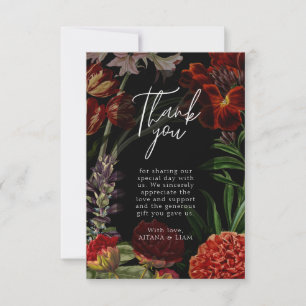 Carte De Remerciements Mariage Moody Floral foncé