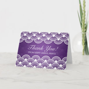 Carte De Remerciements Mariage motif dentelé violet "Merci"