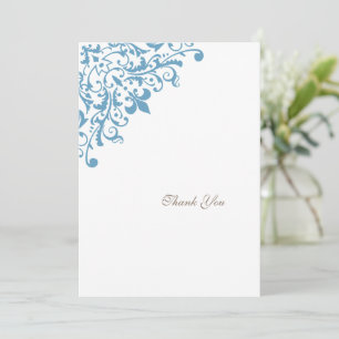 Carte De Remerciements Mariage motif Fleur de Lis bleu français Régence