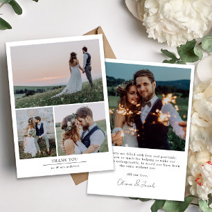 Carte De Remerciements Mariage multi-photo minimaliste moderne