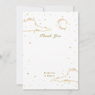 Carte De Remerciements Mariage mystique de la lune d'or céleste