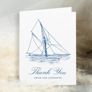 Carte De Remerciements Mariage nautique bleu marine