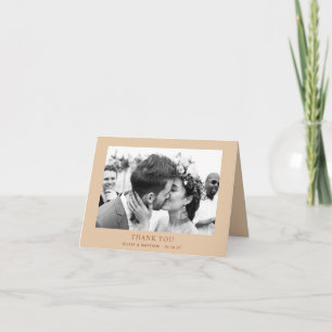 Carte De Remerciements Mariage Neutre Sable Pêche Chaud Photo Pliée