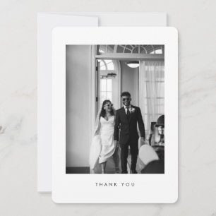 Carte De Remerciements Mariage Noir & Blanc Classique Arrondi