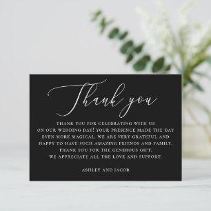 Carte De Remerciements Mariage noir classique Typographie formelle déli