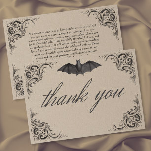 Carte De Remerciements Mariage noir et brun jusqu'à la mort de la chauve-