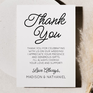 Carte De Remerciements Mariage noir minimaliste moderne