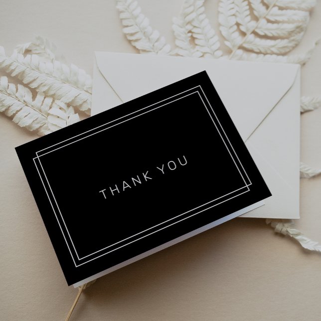 Carte de remerciements Mariage noir moderne (AVERY Modern Black Wedding Thank You Card)