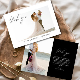 Carte De Remerciements Mariage noir photo minimaliste