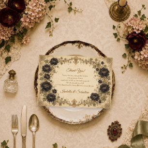 Carte De Remerciements Mariage Noir Pivoine Maussade