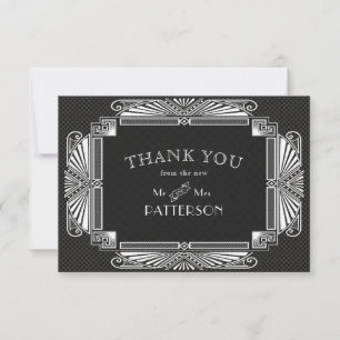 Carte De Remerciements Mariage Noveau Vintage Noir Blanc