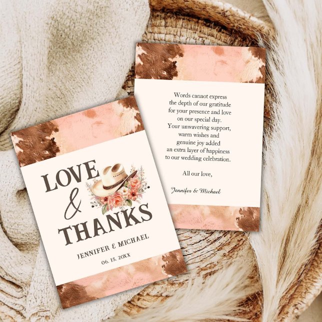 Carte De Remerciements Mariage Occidental Remerciement Cuir Rose (Créateur téléchargé)