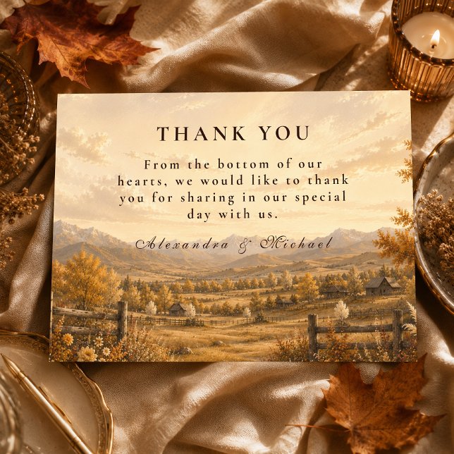 Carte De Remerciements Mariage occidental rustique d'automne (Créateur téléchargé)
