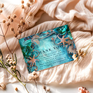 Carte De Remerciements Mariage Océan Étoile de Mer Turquoise