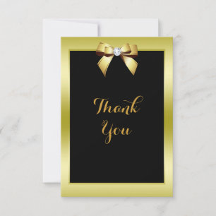 Carte De Remerciements Mariage Or Glamour Arc & Noir