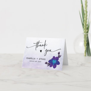Carte De Remerciements Mariage Orchidée Bleu Turquoise Violet Remerciemen