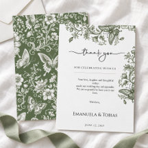 Mariage Papillon Floral Toile Vert Sauge