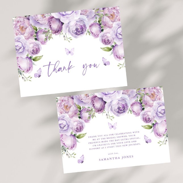 Carte De Remerciements Mariage papillons violets Moderne (Créateur téléchargé)