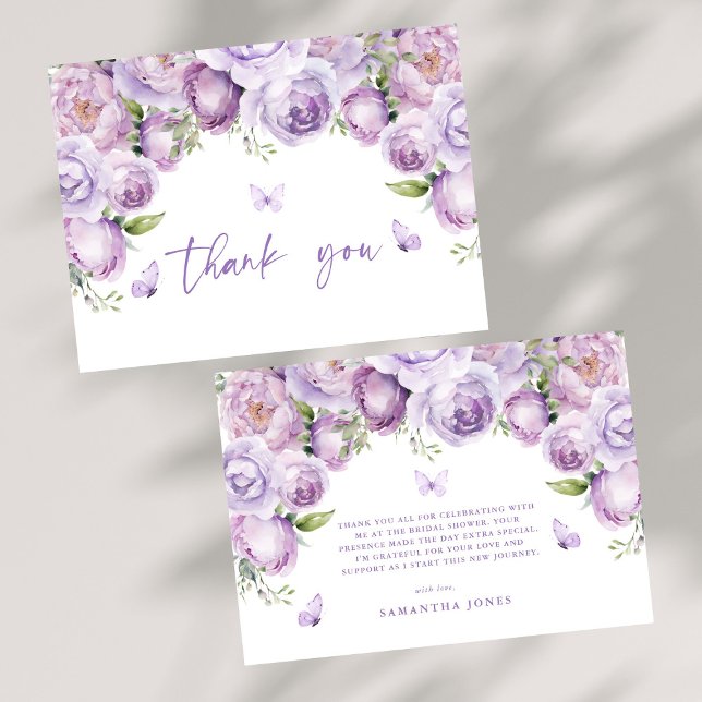 Carte De Remerciements Mariage papillons violets Moderne (Créateur téléchargé)