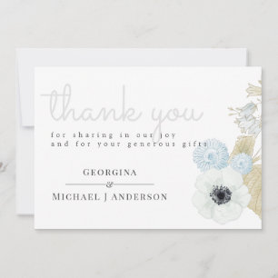Carte De Remerciements Mariage pas cher bleu poussiéreux blanc anémone Na