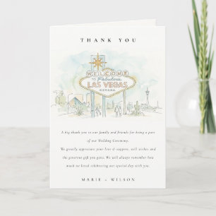 Carte De Remerciements Mariage Paysage à l'aquarelle à Las Vegas Nevada