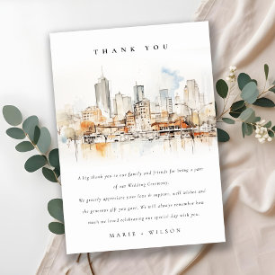Carte De Remerciements Mariage Paysage à l'aquarelle Atlanta Géorgie