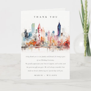 Carte De Remerciements Mariage Paysage Aquarelle Chicago Illinois