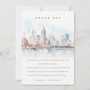 Carte De Remerciements Mariage Paysage Aquarelle Détroit Michigan