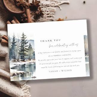 Carte De Remerciements Mariage paysager du lac de la neige d'hiver