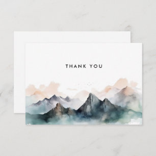 Carte De Remerciements Mariage paysager moderne Watercolor Mountain