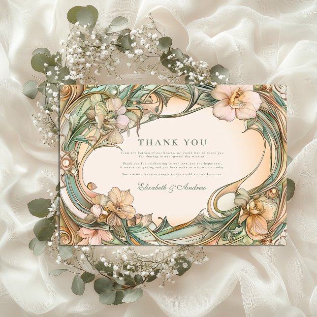 Carte De Remerciements Mariage Peach Cream Bloom (Créateur téléchargé)