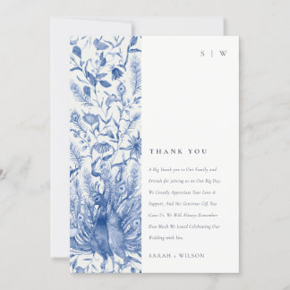 Carte De Remerciements Mariage Peacock couleur orange bleu encre