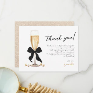 Carte De Remerciements Mariage Pearl & Prosecco Noir