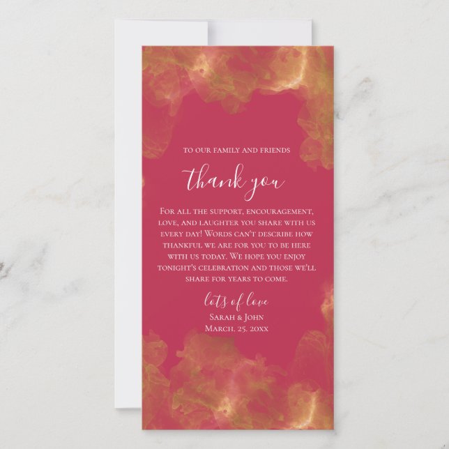 Carte De Remerciements Mariage personnalisable Bold Elegant Gold Magenta (Devant)