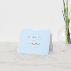 Carte De Remerciements Mariage personnalisé bleu orange minimaliste éléga