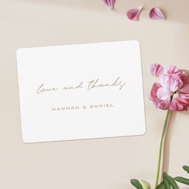 Carte De Remerciements Mariage personnalisé de script or moderne (Créateur téléchargé)