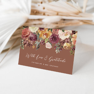 Carte De Remerciements Mariage personnalisé en fleur rustique