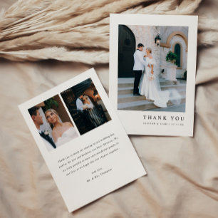 Carte De Remerciements Mariage personnalisé minimaliste moderne avec 3 ph