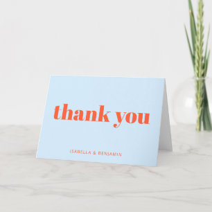 Carte De Remerciements Mariage Personnalisé Moderne Gras Bleu Orange