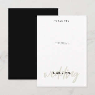 Carte De Remerciements Mariage personnalisé moderne noir & blanc simple