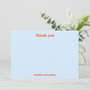 Carte De Remerciements Mariage Personnalisé Rétro Minimaliste Gras Bleu O