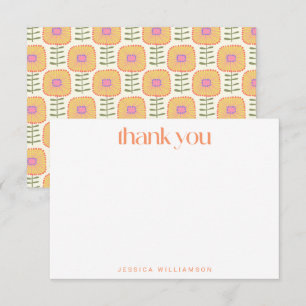 Carte De Remerciements Mariage personnalisé sur le thème floral corallien