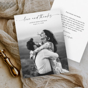 Carte De Remerciements Mariage Photo Amour et Remerciements Écriture Mode