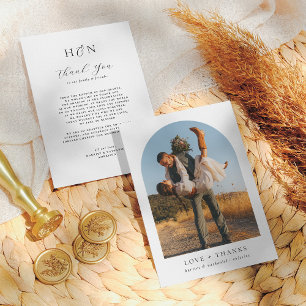 Carte De Remerciements Mariage Photo Arche Initiales Minimaliste Moderne