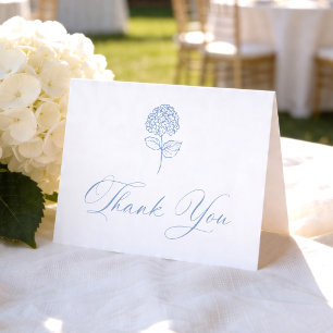 Carte De Remerciements Mariage Photo avec Hydrangea Bleu Classique