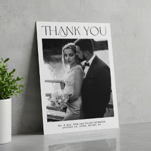 Carte De Remerciements Mariage photo classique minimaliste noir et blanc