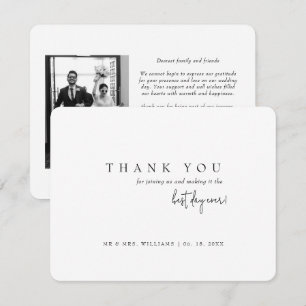 Carte De Remerciements Mariage Photo Classique Simple Meilleur Jour