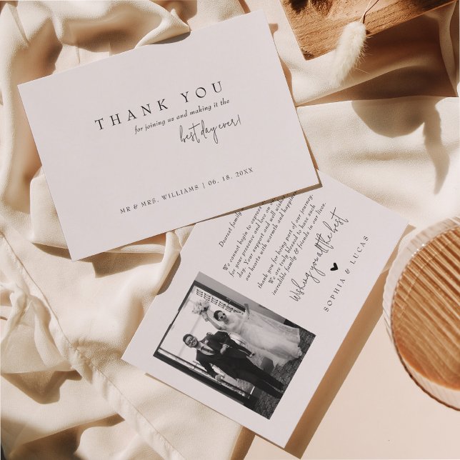 Carte De Remerciements Mariage photo classique simple meilleur jour jamai (Créateur téléchargé)