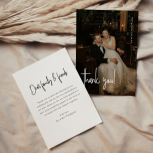 Carte De Remerciements Mariage Photo Complet Script Minimaliste Moderne