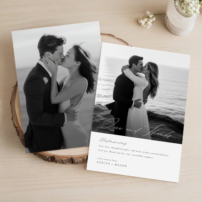 Carte De Remerciements Mariage photo de calligraphie de script minimalist (Créateur téléchargé)